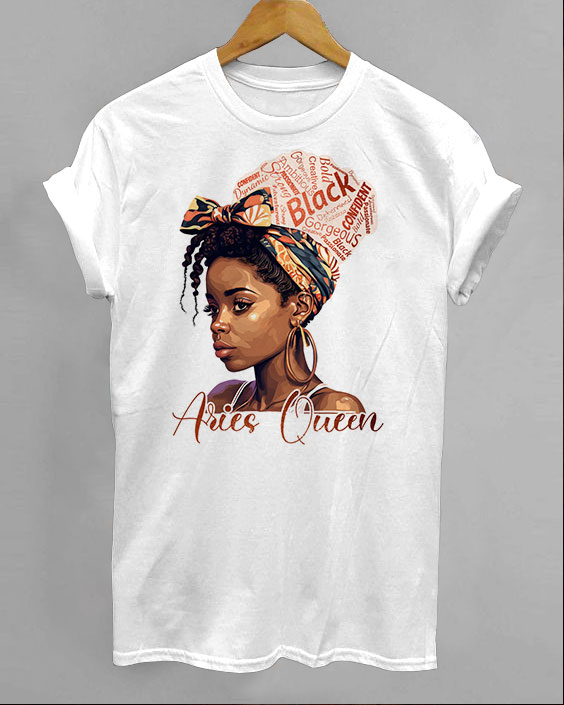 Aries Black Queen Print Round Neck Short Sleeve Shirt