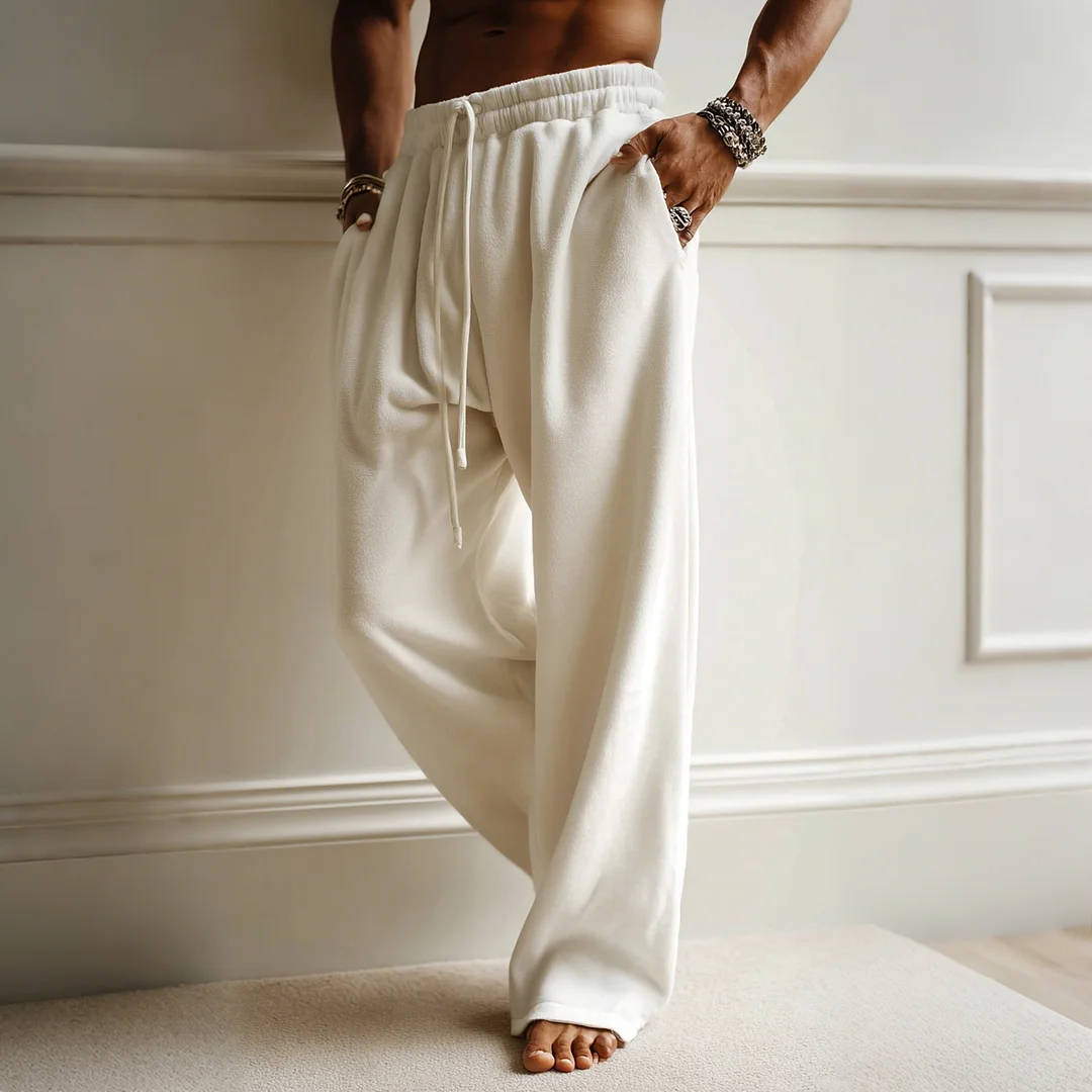 Men's Casual Loose-fitting Comfortable Fleece Thermal Trousers-inspireuse