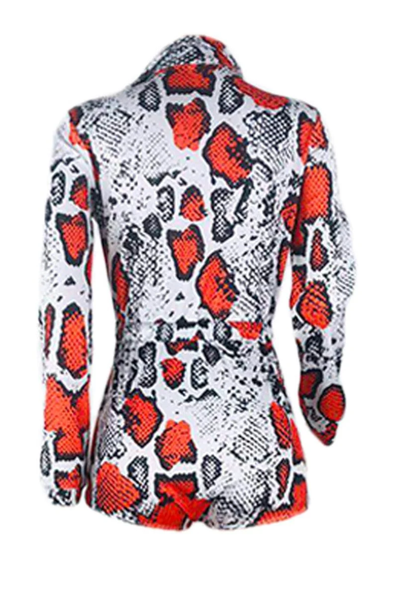 Sexy Print Long Sleeve Romper