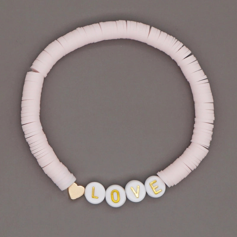 Casual Vacation Love Letter Freshwater Pearl Soft Clay Beaded Women’s Bracelets