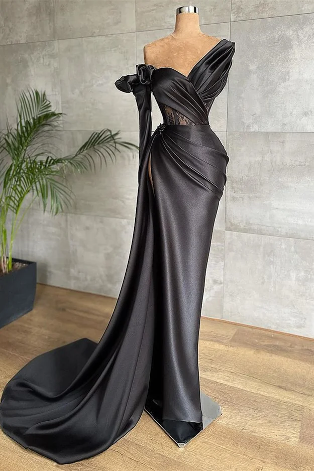Black Long Sleeves Mermaid Prom Dress PD0515