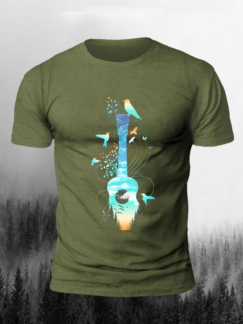 Men's Strings Printed Short Sleeve T-shirt