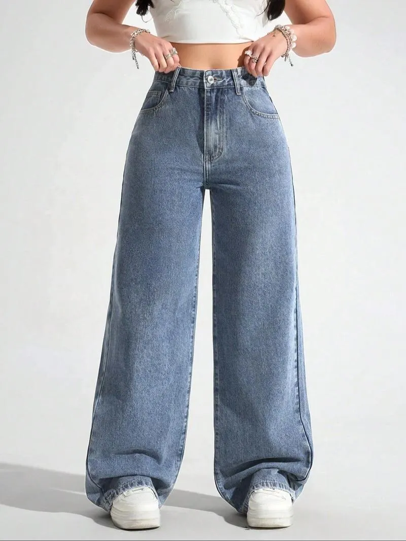 Women's Vintage Style Loose Fit Straight Leg Jeans, Casual Fitted Denim Jeans for Fall & Winter, Classic Boyfriend Look Women's Vintage Style Loose Fit Straight Leg Jeans, Casual Fitted Denim Jeans for Fall & Winter, Classic Boyfriend Look