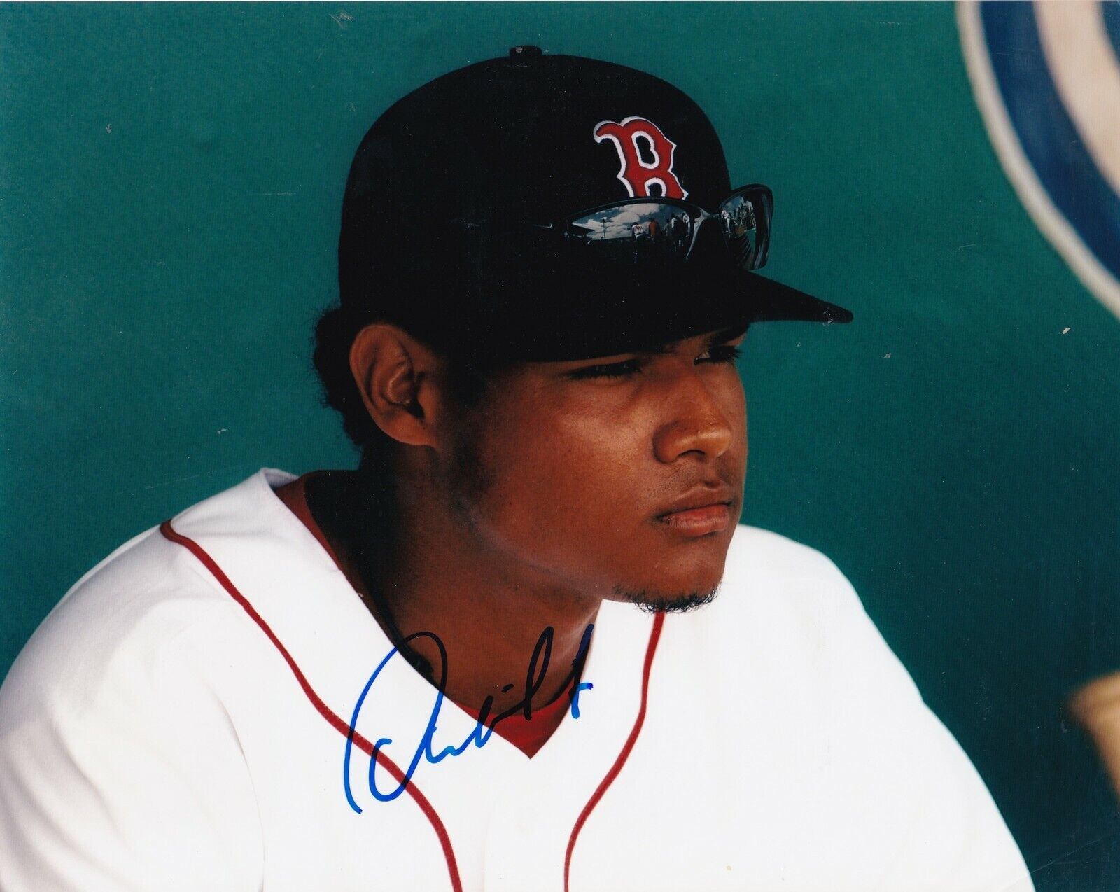 ARGENIS DIAZ BOSTON RED SOX ACTION SIGNED 8x10