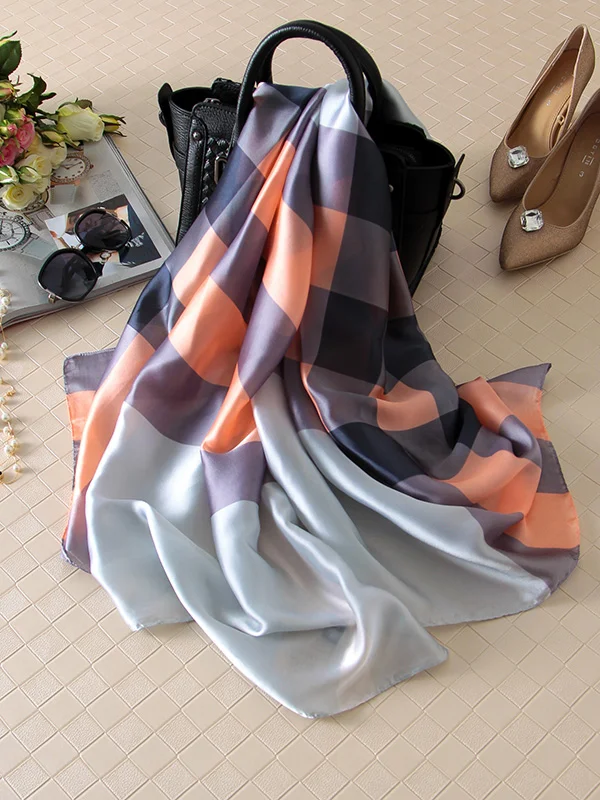 Stylish Plaid Silk Imitation Shawl&Scarf
