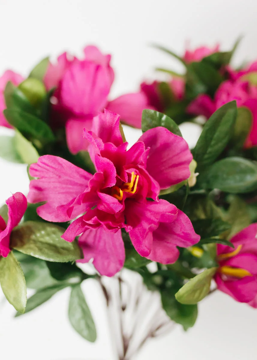 Azalea Silk Flowers Bush in Fuchsia - 13"