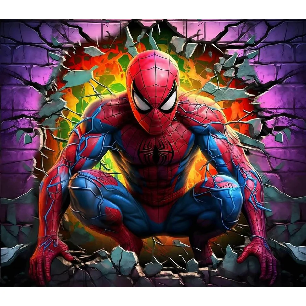 Diamond Painting - Full Round Drill - Spiderman Breaking Wall(Canvas|40*35cm)