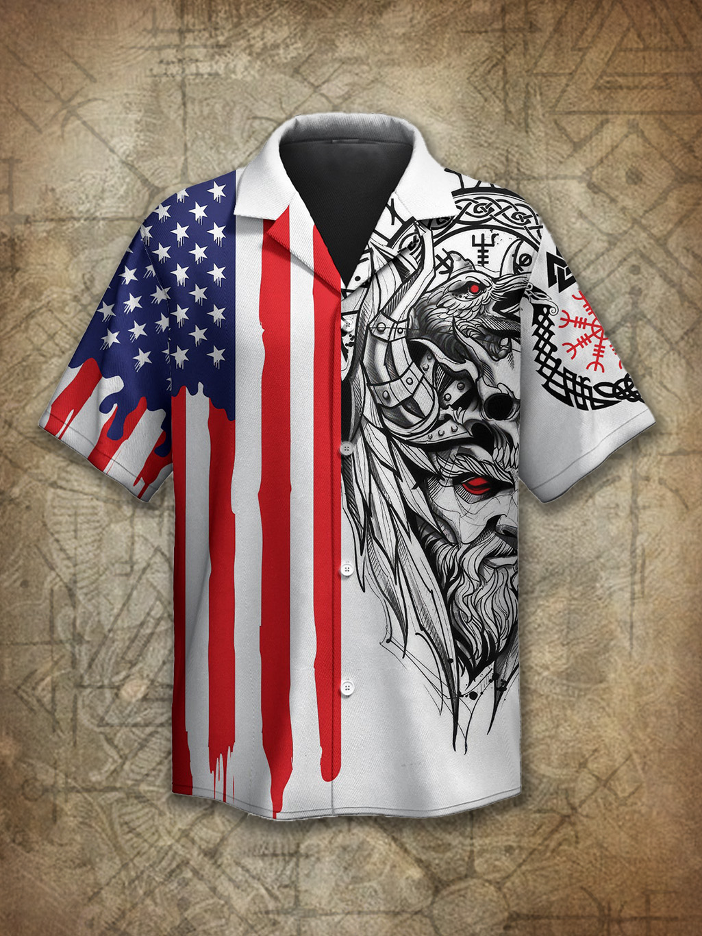 Viking American Patriot Norse Gods Bear Spirit Power Heritage Hawaiian Shirt / Rvogue / Rvogue