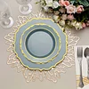 10 Pack | 8" Dusty Blue Plastic Dessert Salad Plates, Disposable Tableware Round With Gold Scalloped Rim