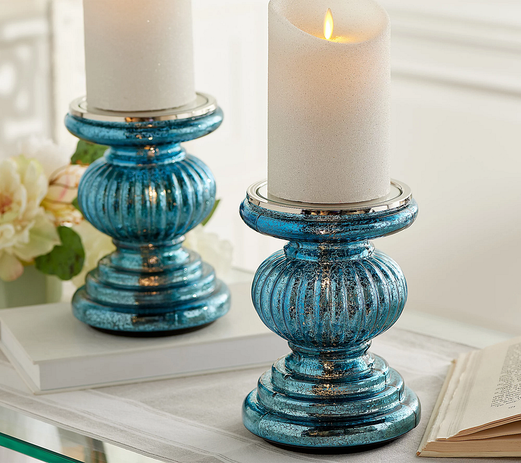 🔥kukelife🔥Set of 2 Lit Candle Holder Pedestals with Mirror Inserts