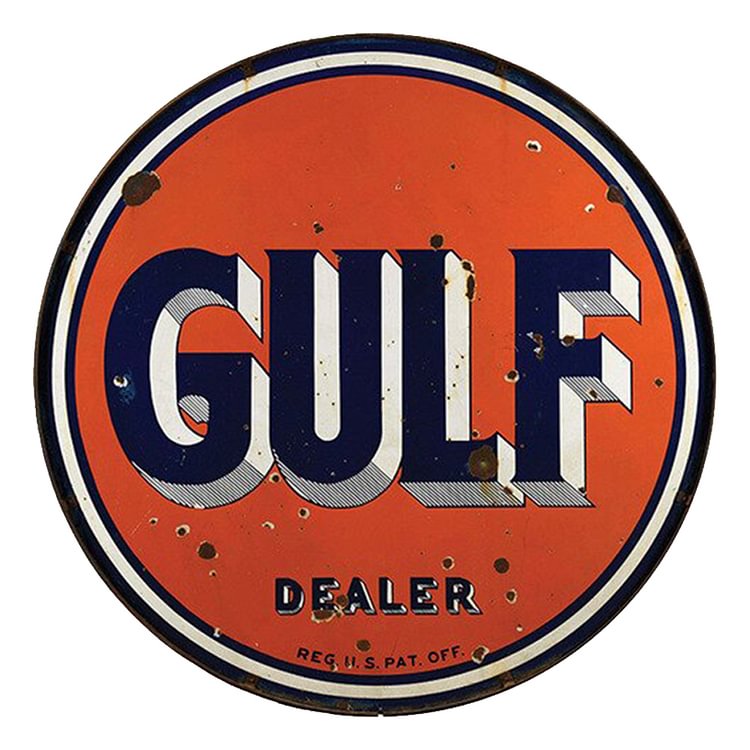 GULF - Round Shape Tin Signs/Wooden Signs - 30*30CM