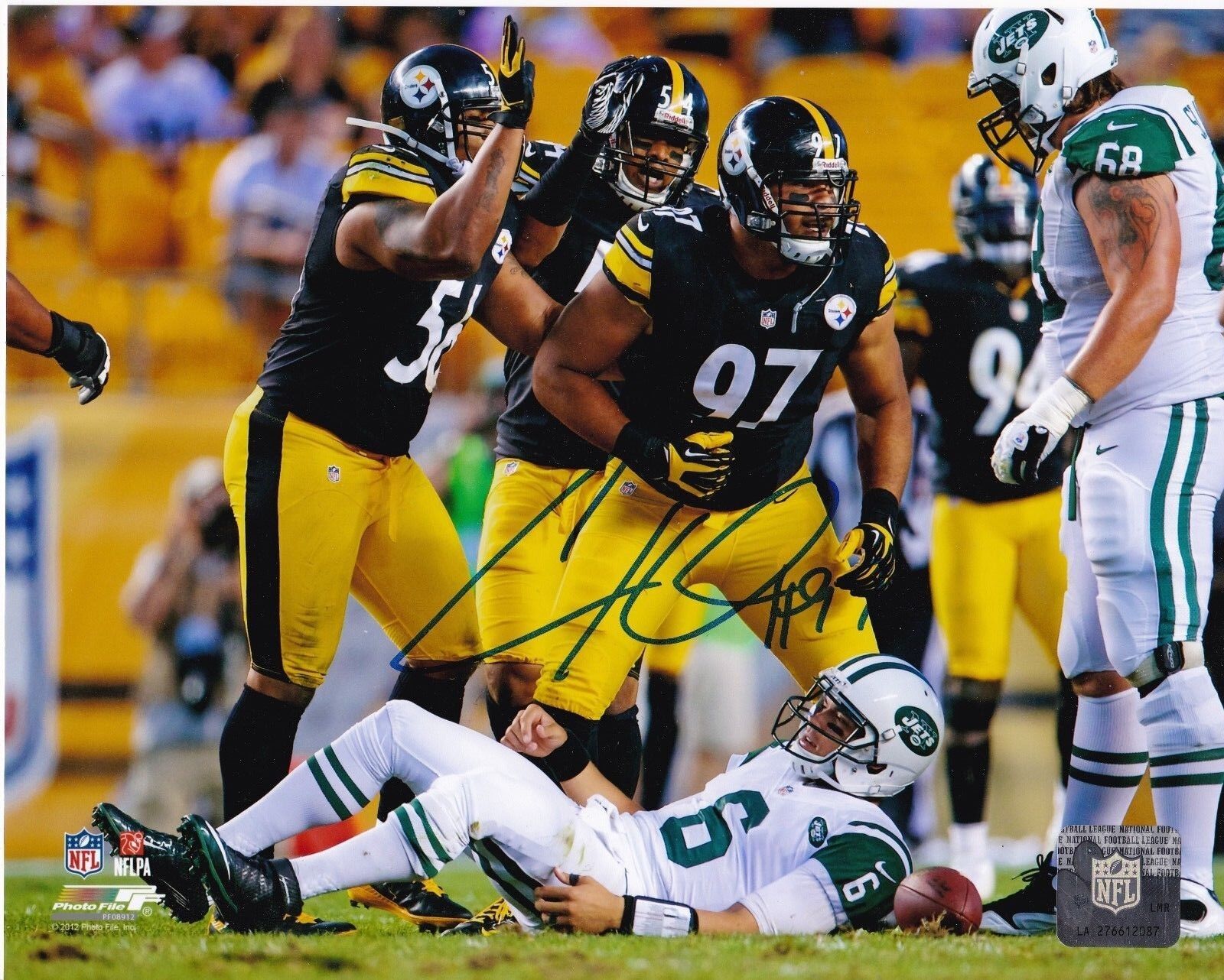 CAMERON HEYWARD PITTSBURGH STEELERS (SACKING SANCHEZ) ACTION SIGNED 8x10