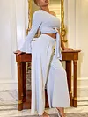 One-Shoulder Knotted Top+Wide Leg Pants Casual Two-Piece Suits