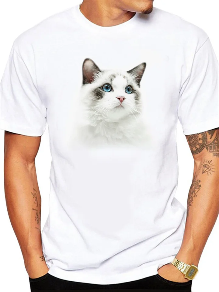 Personalized Printed T-shirt Short Sleeve Kitten Series Tops 3D Printing