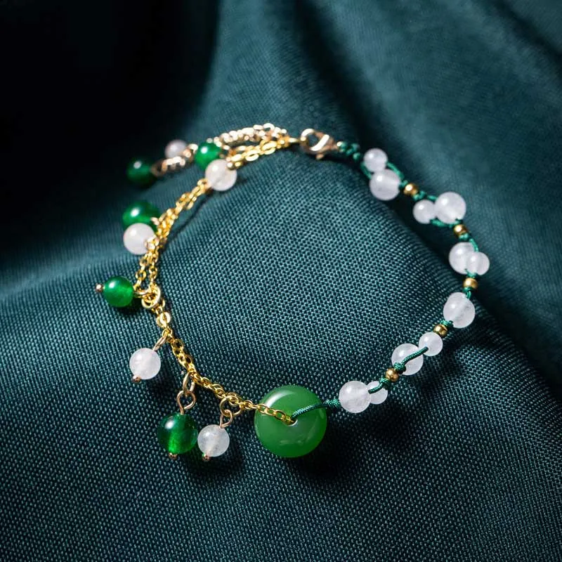 Natural Cyan White Jade Success Bracelet