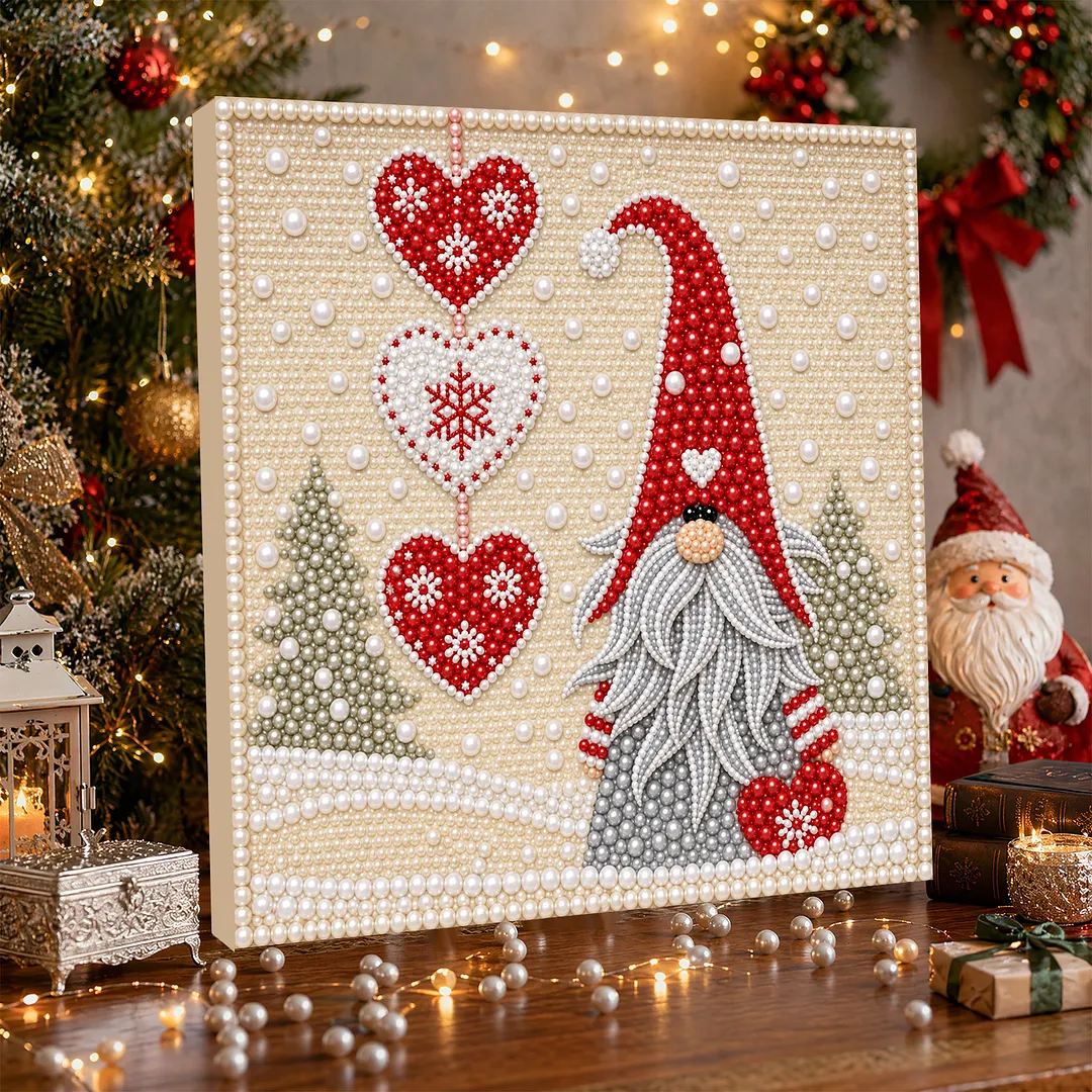 Framed Pearl Painting Kit Gnome 7.87x7.87in
