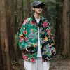 Men's casual Northeast large flower patchwork long-sleeved shirt