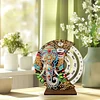Elephant Diamond Painting Unique Wooden Rotating Calendar for Home Office