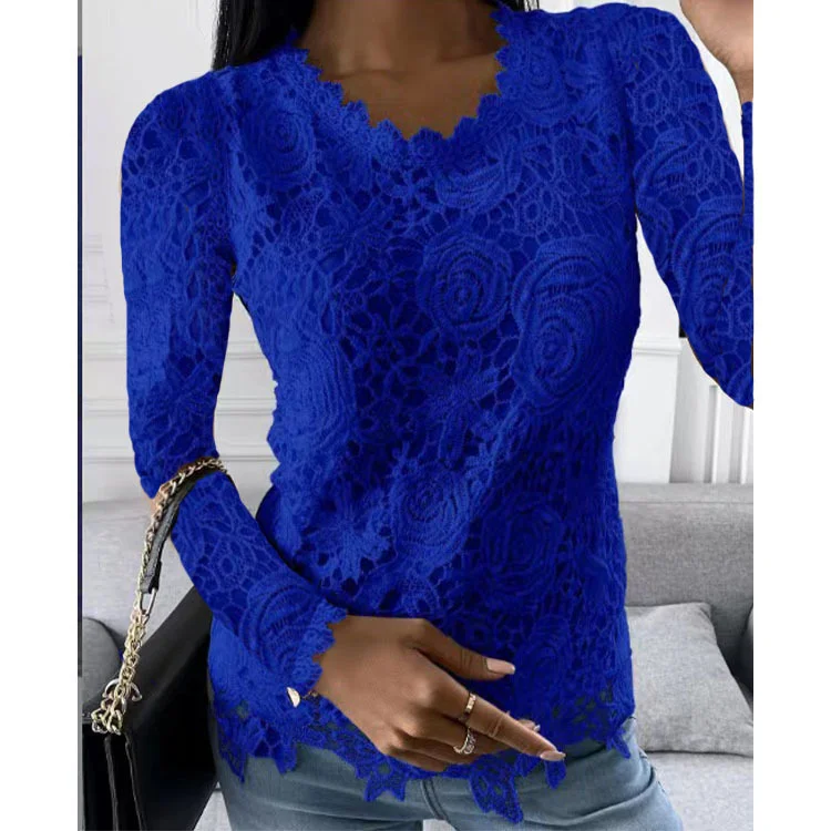 Uveng Uveng Explosion Women's 2024 Summer New T-Shirt Back Jacket Lace Shirt