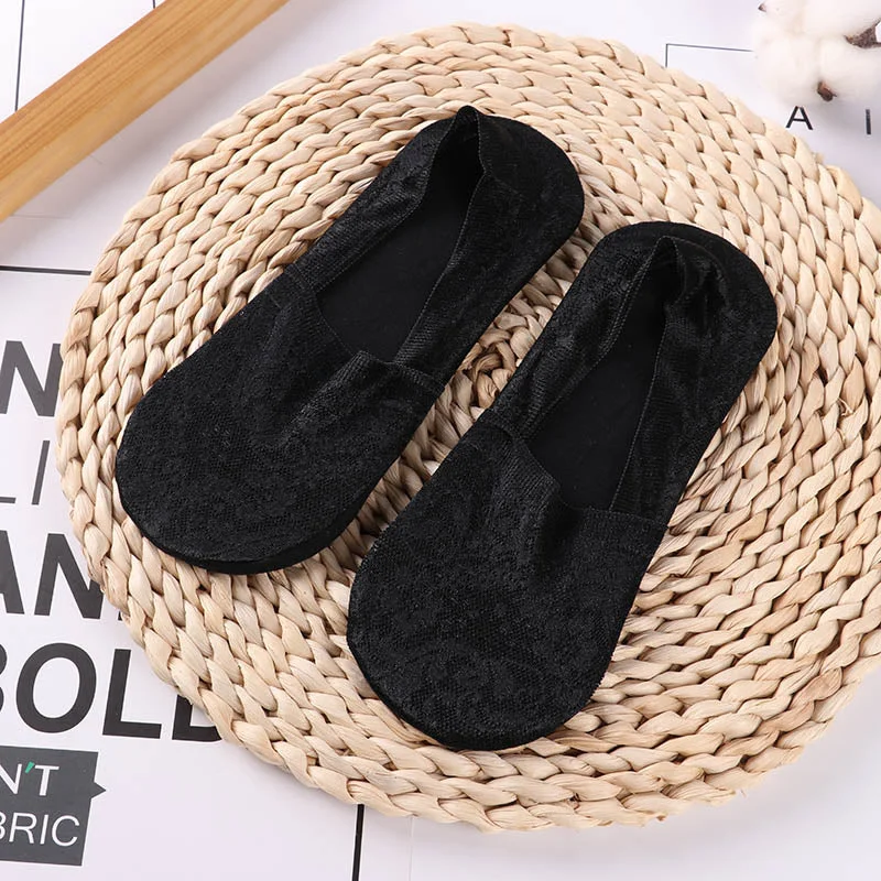 1/2 Pairs Fashion Women Girls Summer Socks Style Lace Flower No Show Short Sock Antiskid Invisible Ankle 2021 Sox Sock Slippers