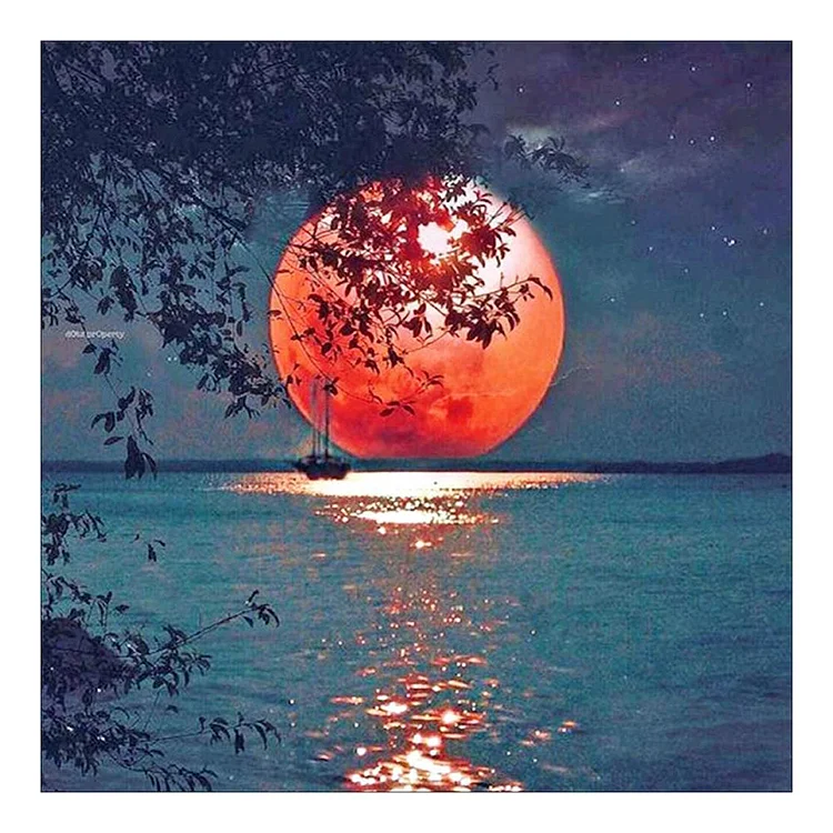 Moon Tree 11CT Printed Cross Stitch Kits (40*40CM) fgoby