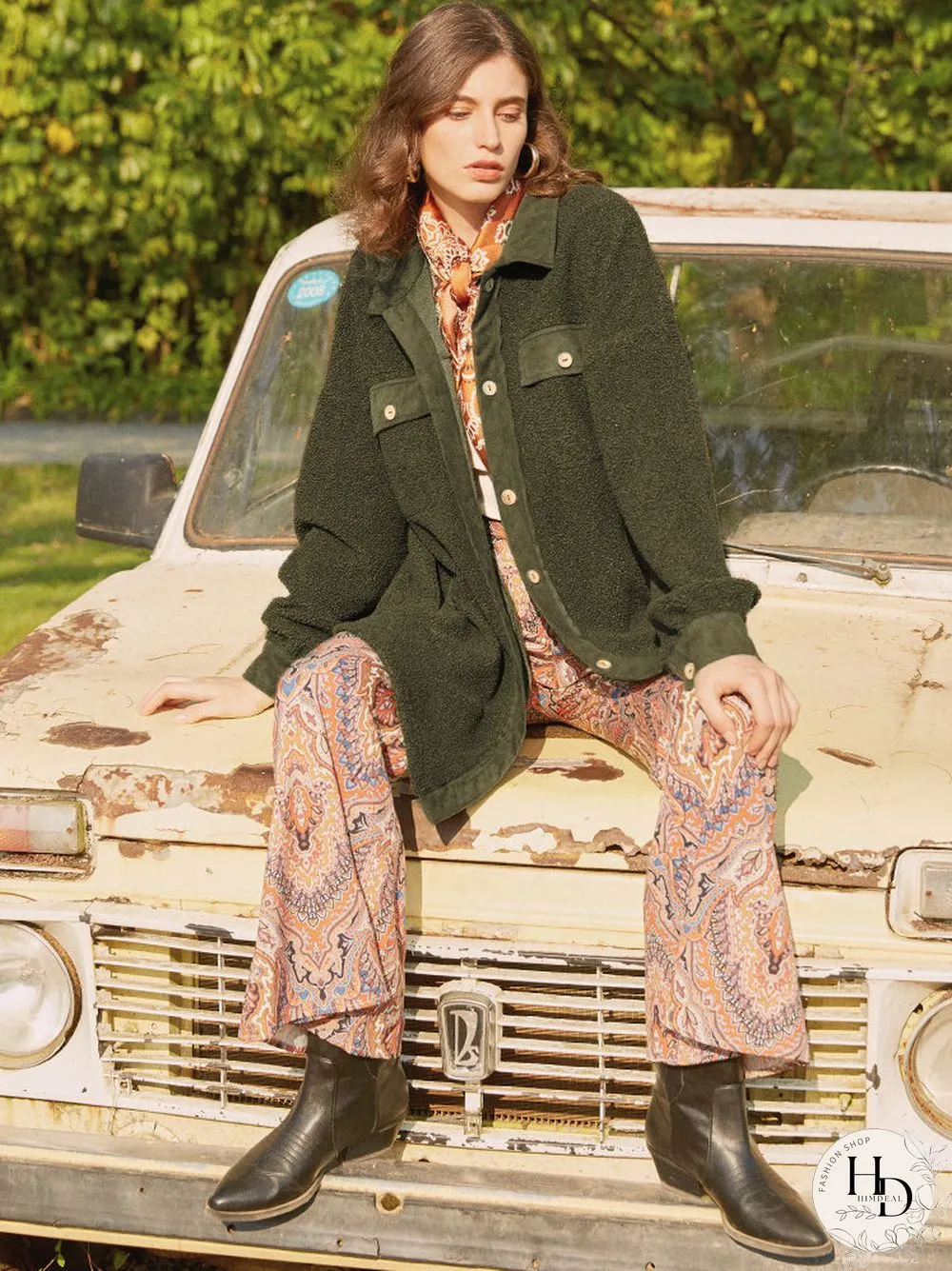 Fleece Patchwork Solid Color Hooded Long Sleeve Coat