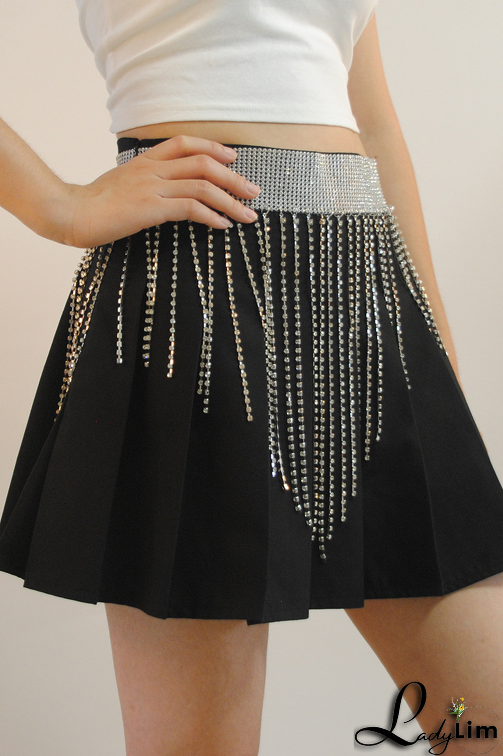 Silver Sexy Patchwork Rhinestone Waist Chain