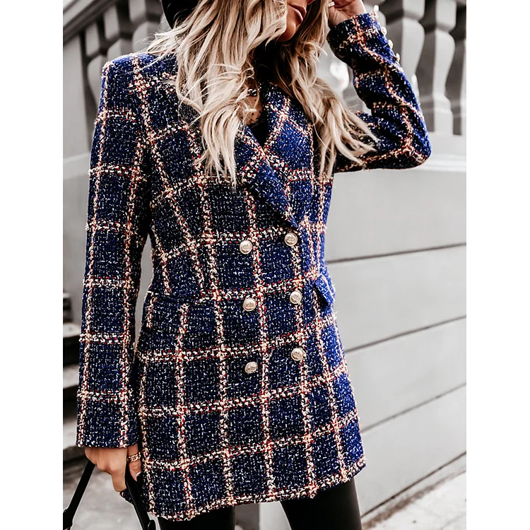 Fashion Plaid Suit Jacket