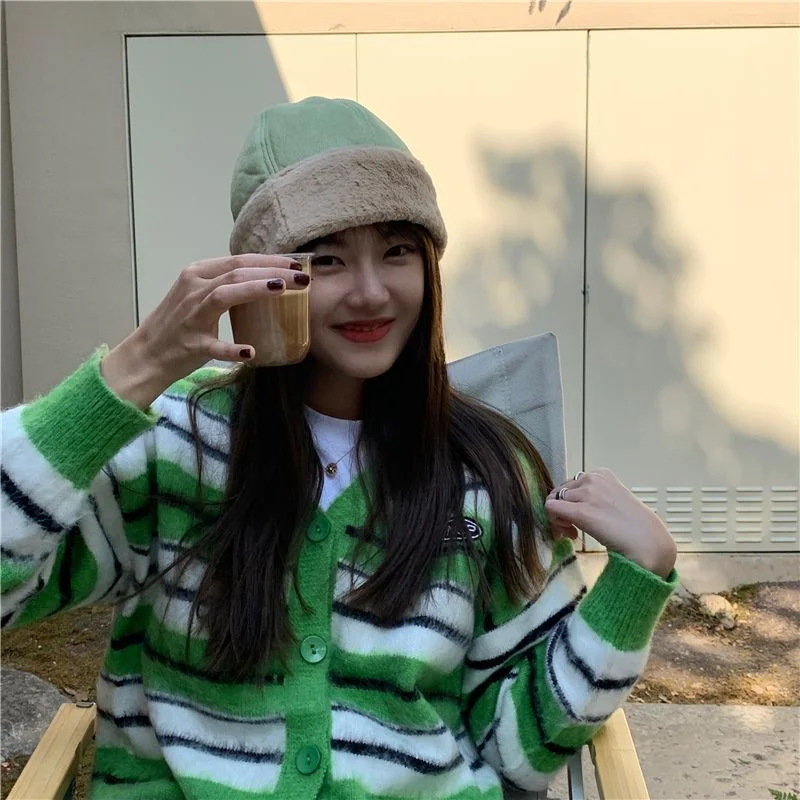 Lettering Striped Cardigan YP2496