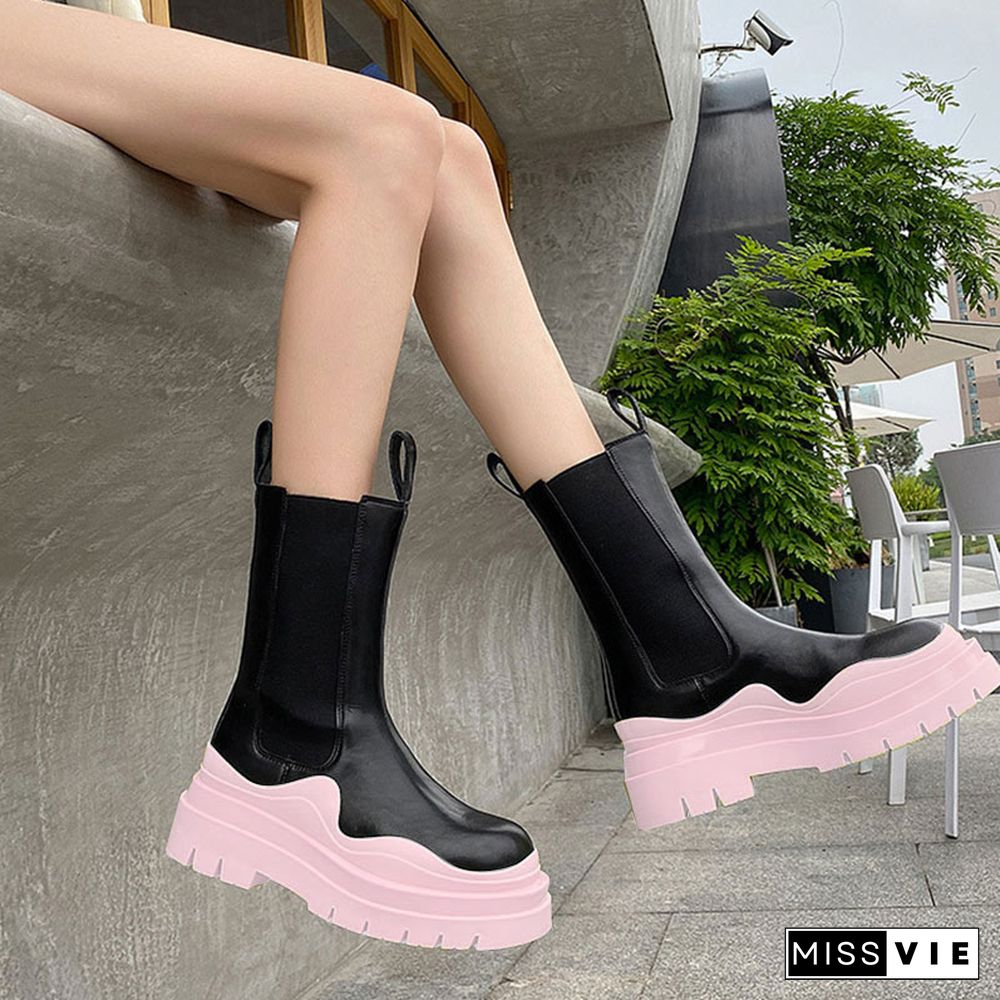 Slip-On Colorblock Platform Boots