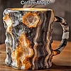 Mineral Crystal Coffee Mug,Natural Onyx Crystal Decorative Mug,Novelty Coffee Mugs,Multi-Colored Agate Mineral Coffee Mug,Elegant Crystal Gift for Home & Office