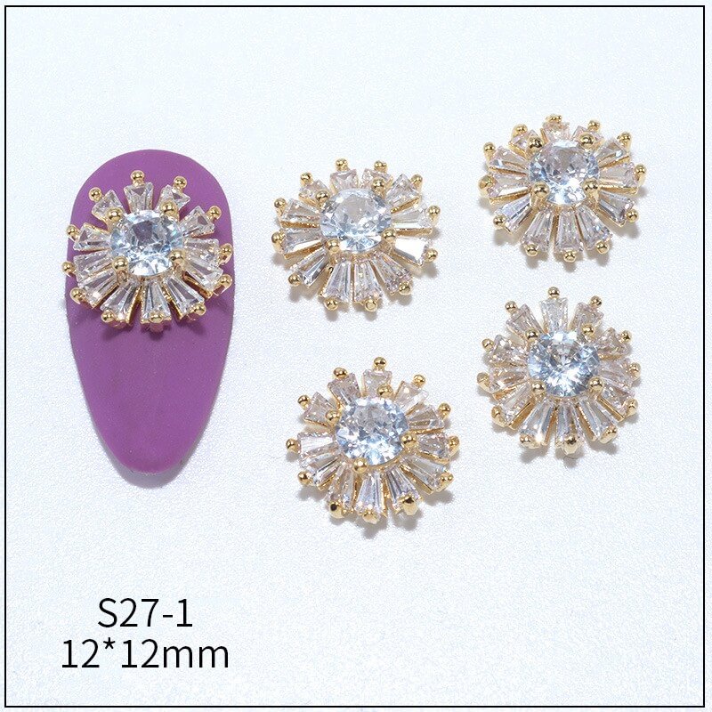 Nail Art Decoration Golden Tassel Diamond Pendant Designs 5Pcs/Set Exquisite Alloy Zircon Rhinestones Nail Tips Beauty Salons