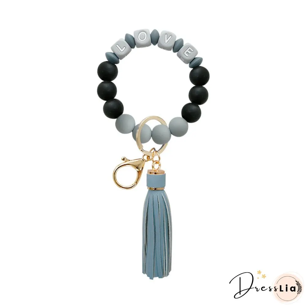 Paziye Card Holder Key Ring Silicone Bead Bracelet Key Chain