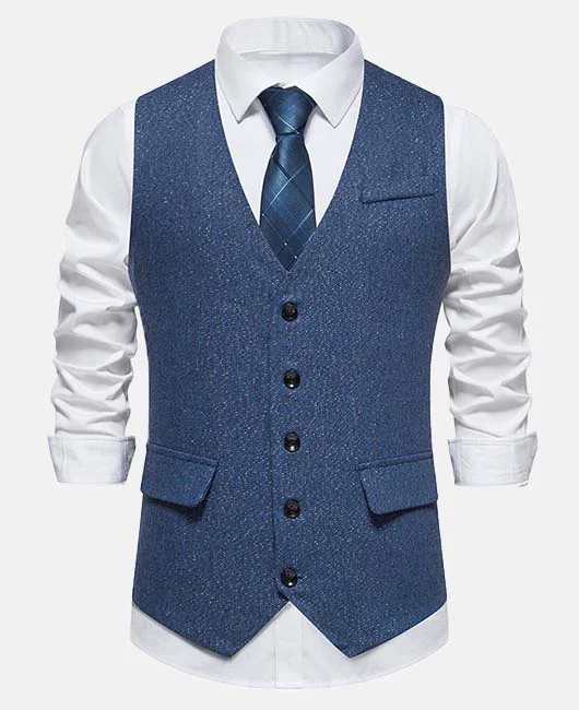 Business Solid Single Breasted Slim Fit Blazer Vest Okaywear