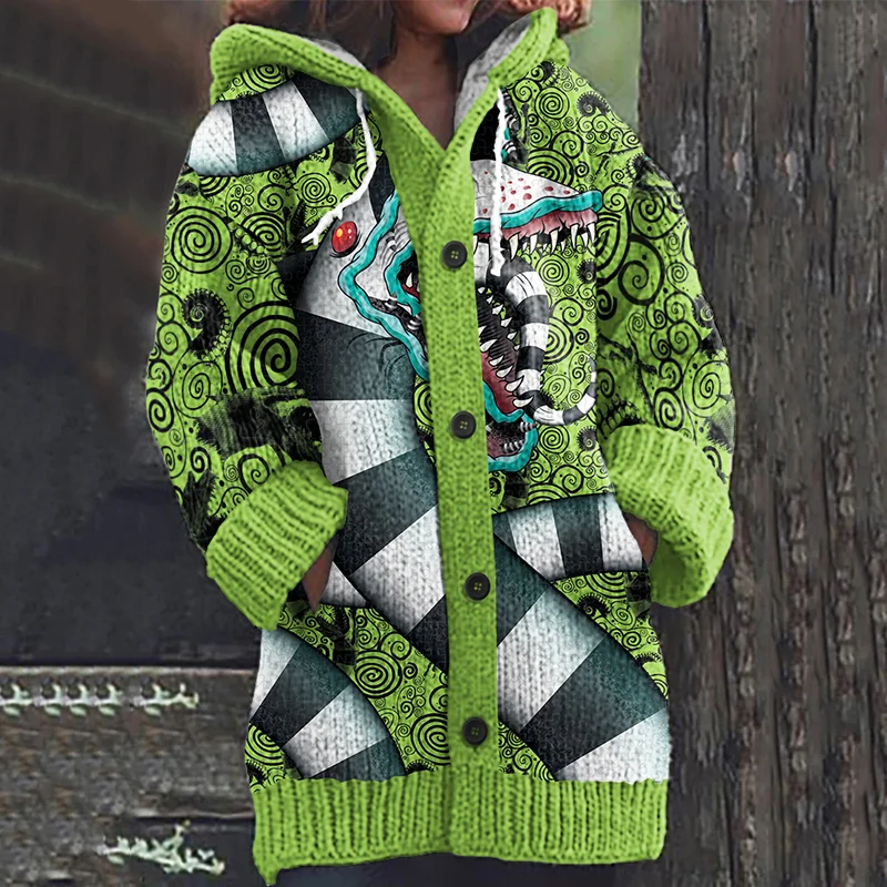 Halloween Horror Movie Pattern Women's Cardigan Sweater
