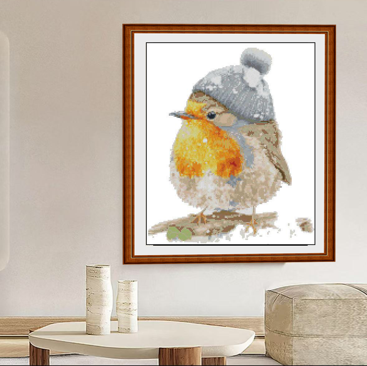 1set DIY Printed Cross Stitch Kit, 【CC2038- bird2】aida cross stitch Painting Fairy Cross Stitch