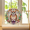 (Upgrade Size)DIY Diamond Painting Art Double Sided Effect Pendant Colorful Stained Glass Hanging Ornament Kit(Owl)