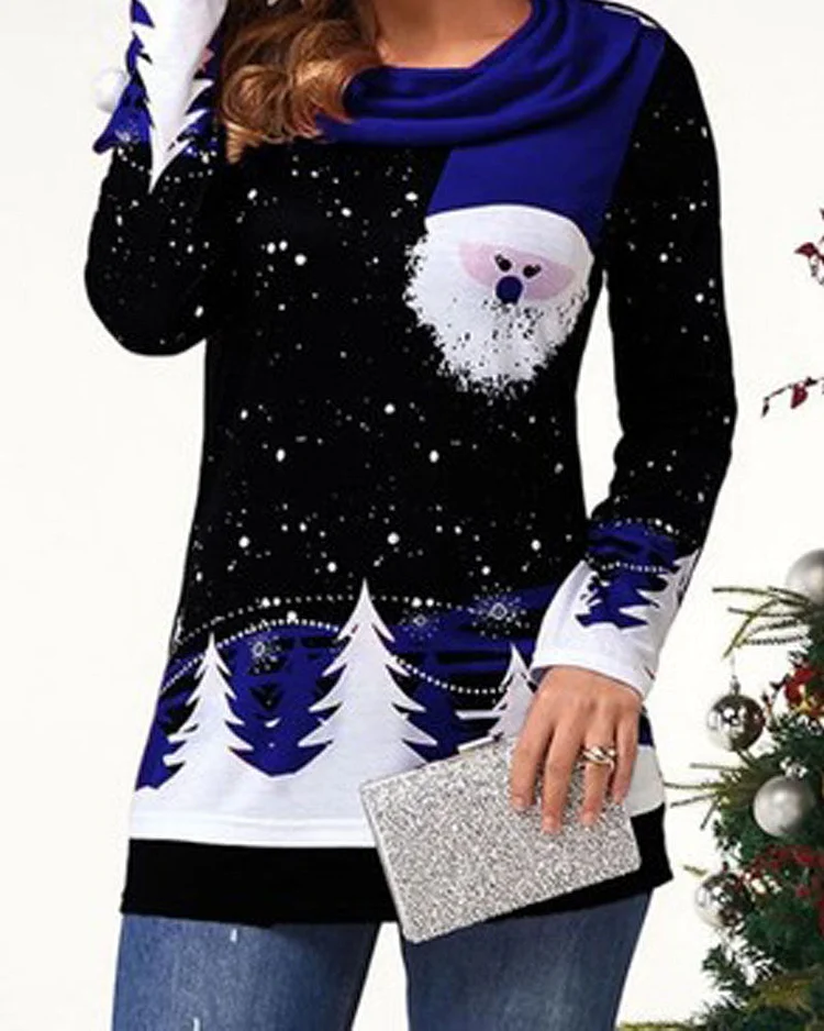 Christmas Long Sleeve Loose Pullover T-shirt
