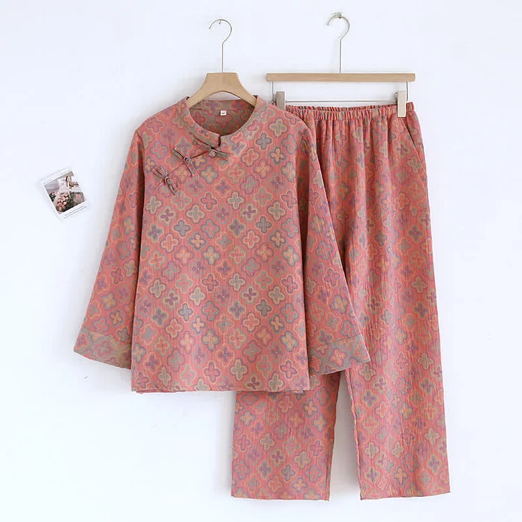 Yarn-dyed Jacquard Cotton Loungewear Set Radinnoo.com