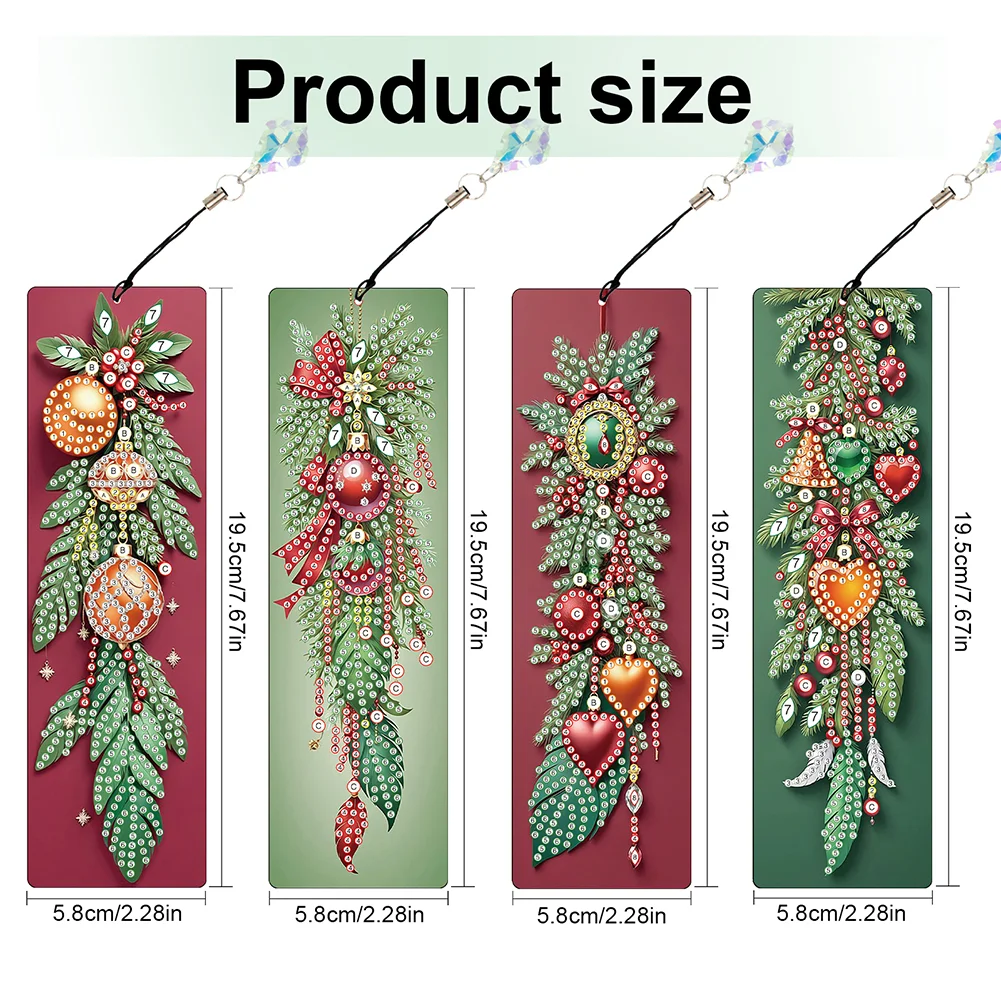 Christmas Tree A5 Size Diamond Painting Notebook Set with 4Pcs Bookmark Gift
