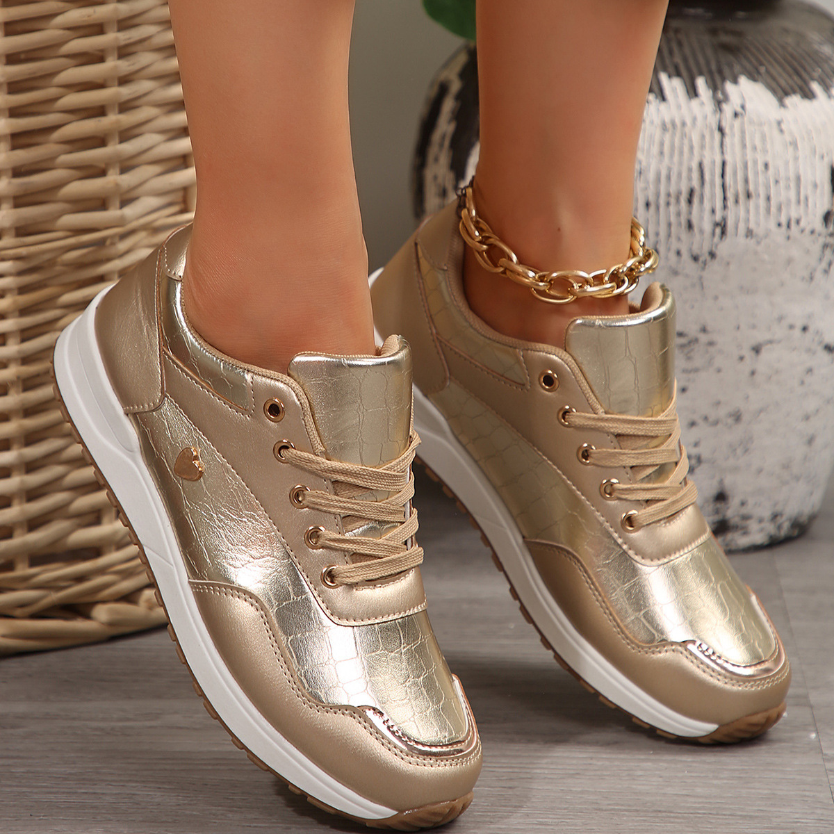 Temperament And Versatile Lace-Up Casual Sneakers artswardrobe