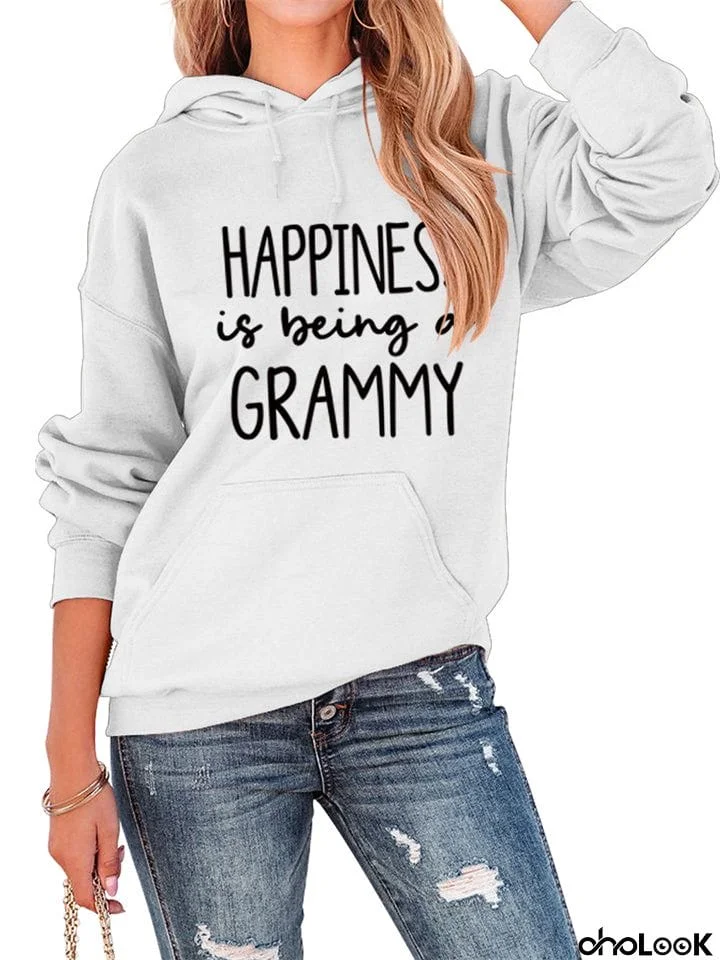 Women's Casual Letter Printed Drawstring Loose Pullover Hoodies