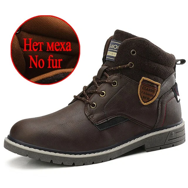 Classic Men's Boots Winter Men's Shoes Plush Warm Men's Snow Boots Outdoor Non-slip Men's Hiking Boots Fur Warm Men's Footwear