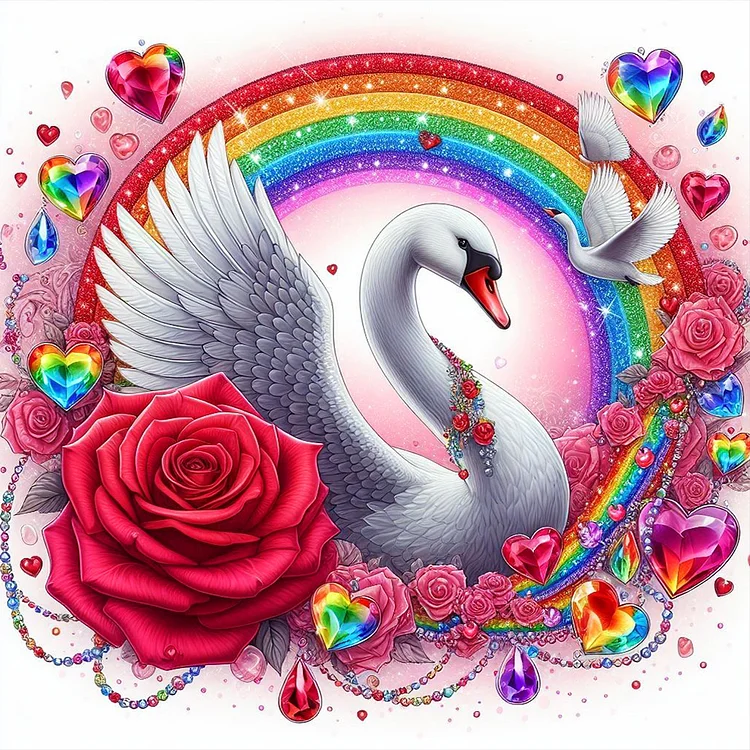 Rainbow Swan 30*30CM (Canvas) Full Round Drill Diamond Painting gbfke