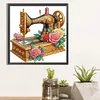 N&auml;hmaschine und Rosen - speziell geformte Diamantmalerei - 30*30cm