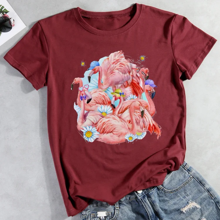 ANB -  Flamingo Daisy T-shirt Tee -00956