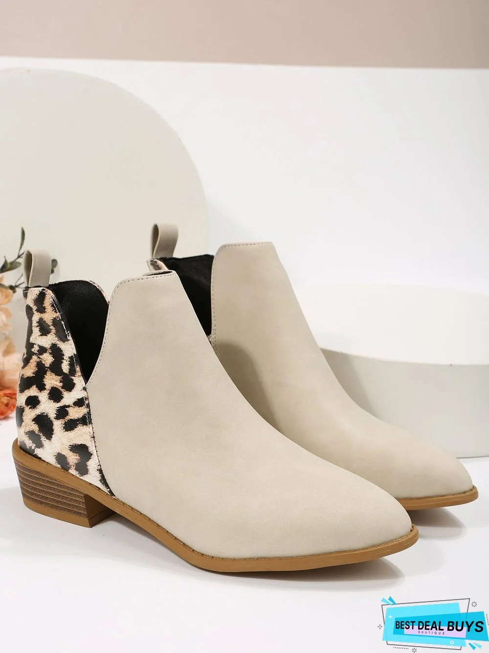Leopard Khaki Casual Ankle Boots