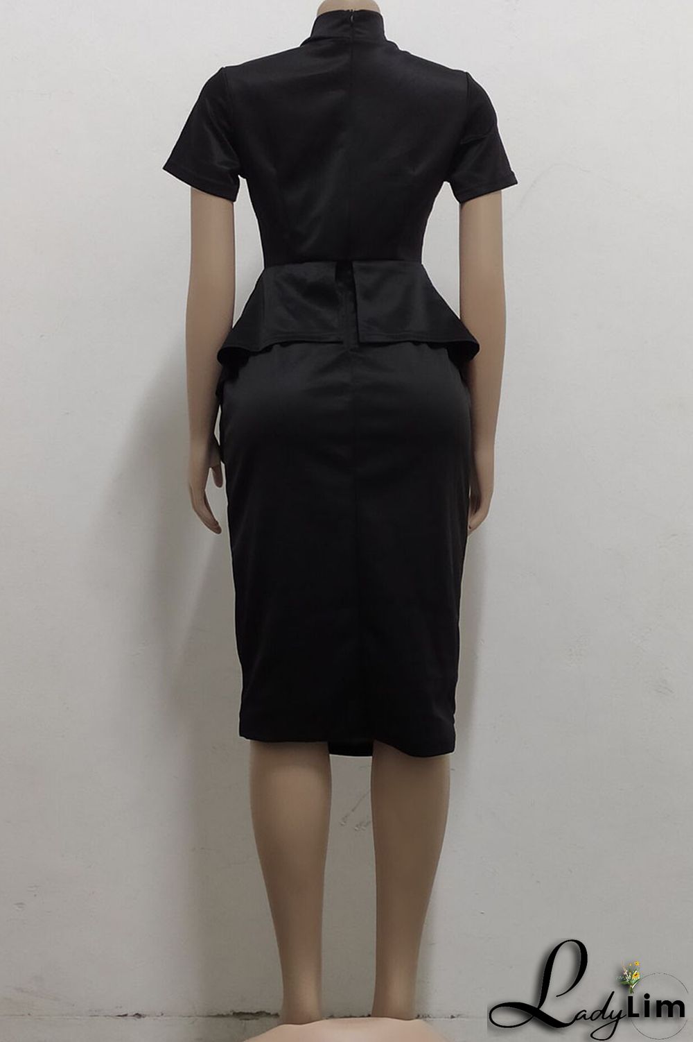 Coral Powder Casual Solid Patchwork Asymmetrical With Bow O Neck One Step Skirt Dresses