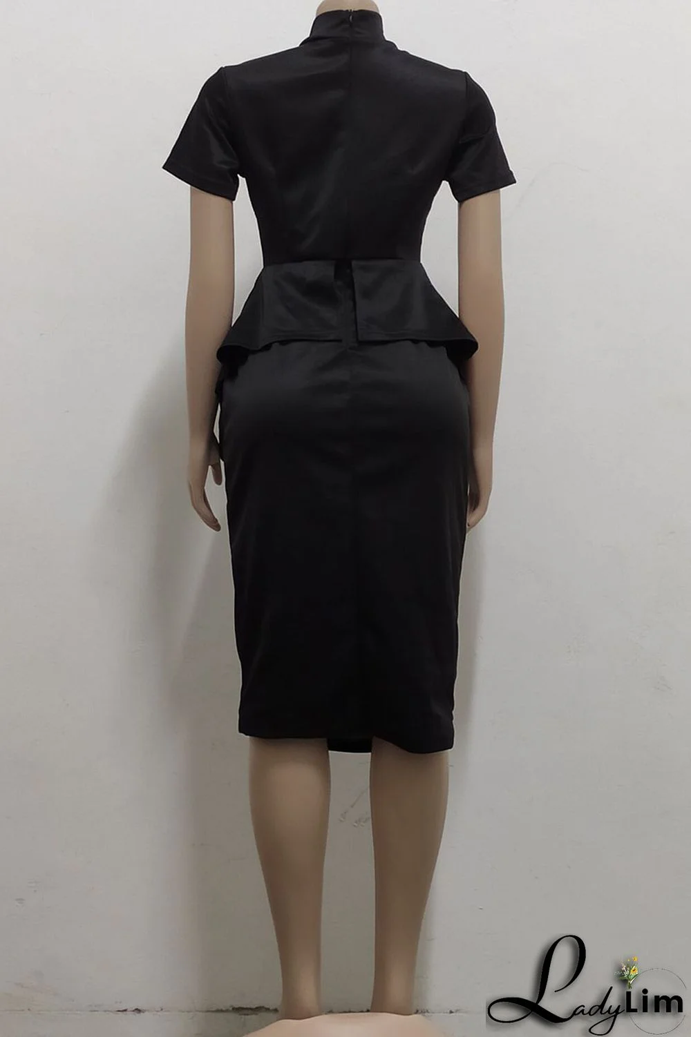 Coral Powder Casual Solid Patchwork Asymmetrical With Bow O Neck One Step Skirt Dresses