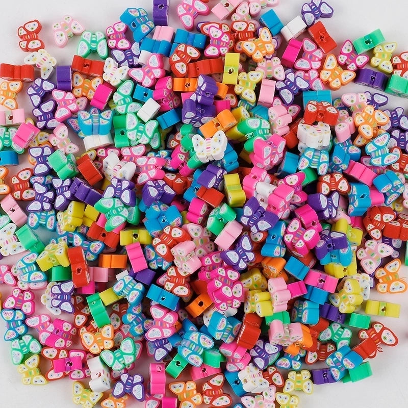 1 Pack Soft Clay Rainbow Heart Shape Beads